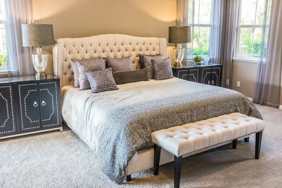 Serene wooden bedroom with natural light
